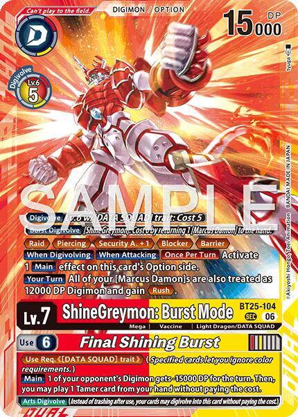 ShineGreymon: Burst Mode // Final Shining Burst (BT25 104)