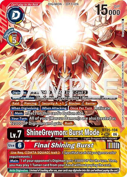 ShineGreymon: Burst Mode // Final Shining Burst (Alternate Art) (BT25 104-AA)