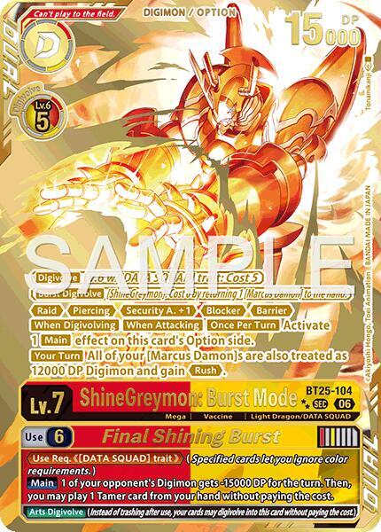 ShineGreymon: Burst Mode // Final Shining Burst (Rare Pull) (BT25 104-T692513)