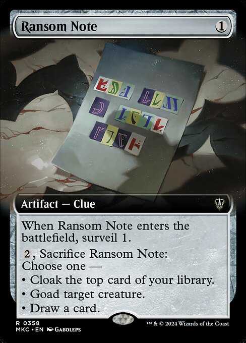 Ransom Note (MKC 358)