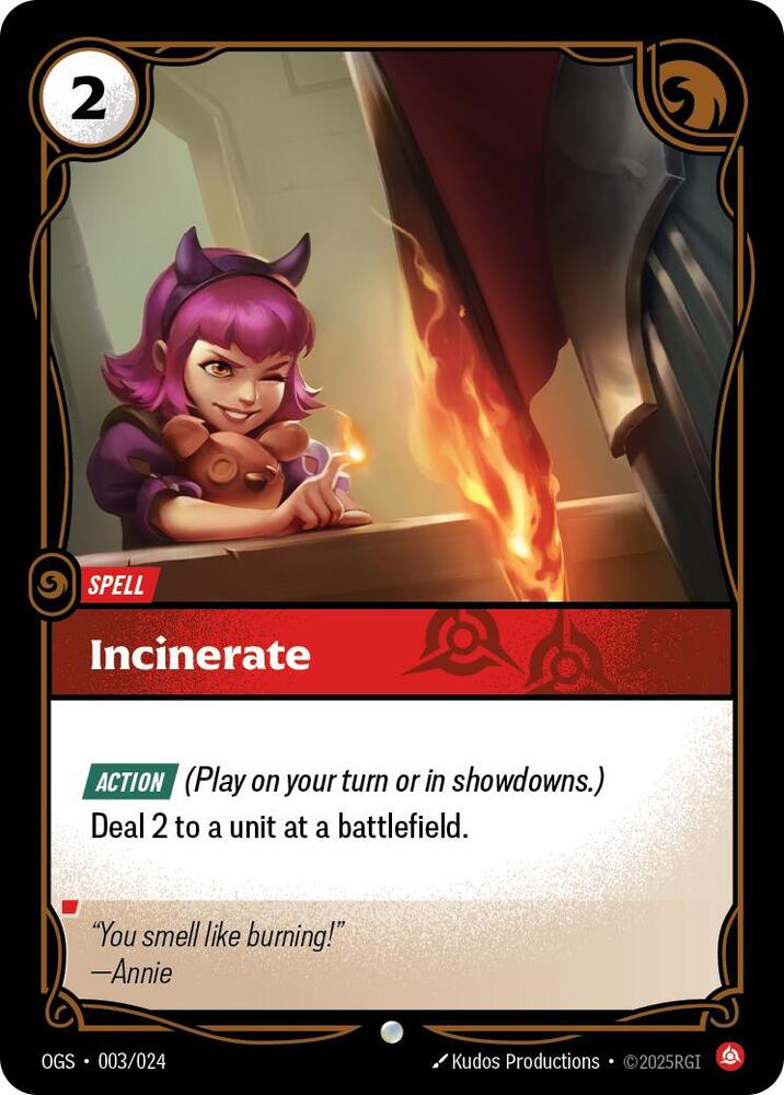 Incinerate — Origins: Proving Grounds