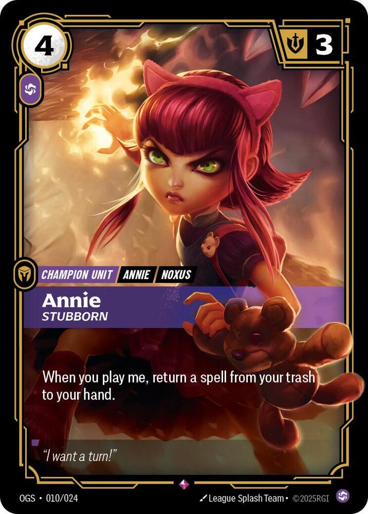 Annie, Stubborn — Origins: Proving Grounds