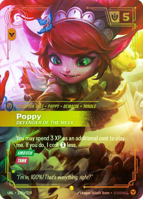 Poppy, Defender of the Meek (Alternate Art) — Riftbound Organized Play Promotional Cards