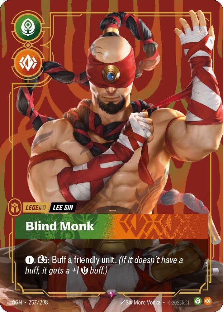 Lee Sin, Blind Monk (Metal) (Best Of) — Riftbound Organized Play Promotional Cards