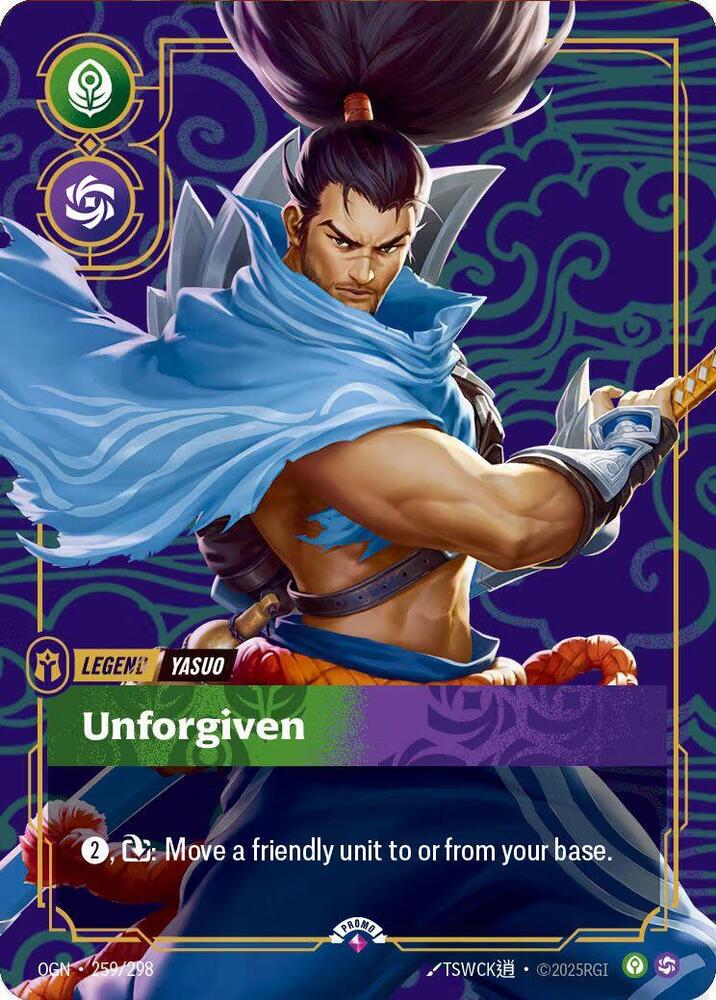 Yasuo, Unforgiven (Metal) (Best Of) — Riftbound Organized Play Promotional Cards