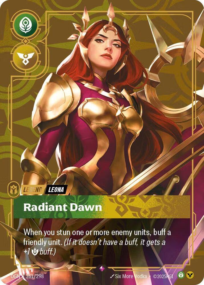 Leona, Radiant Dawn (Metal) (Best Of) — Riftbound Organized Play Promotional Cards