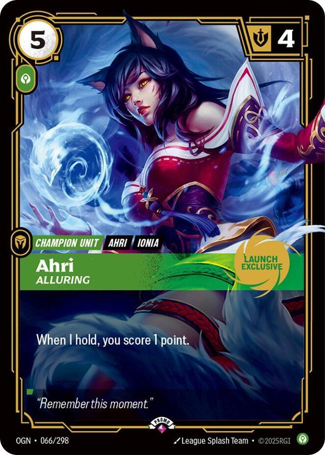 Ahri, Alluring (Launch Exclusive) — Riftbound Promotional Cards