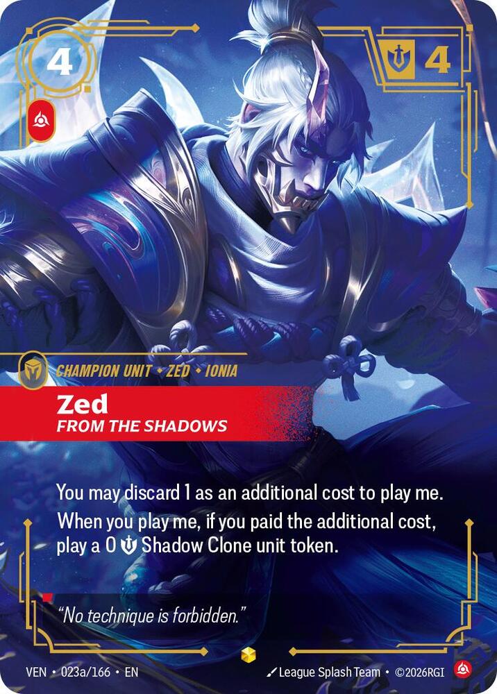 Zed, From the Shadows (Alternate Art) — Vendetta